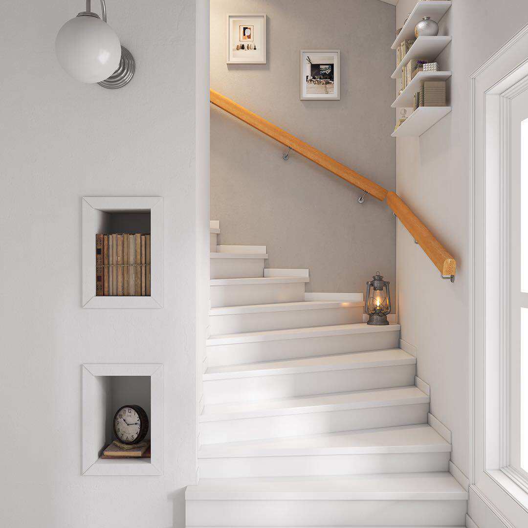 简约靠墙实木楼梯扶手欧式家用幼儿园老人室内楼梯扶手