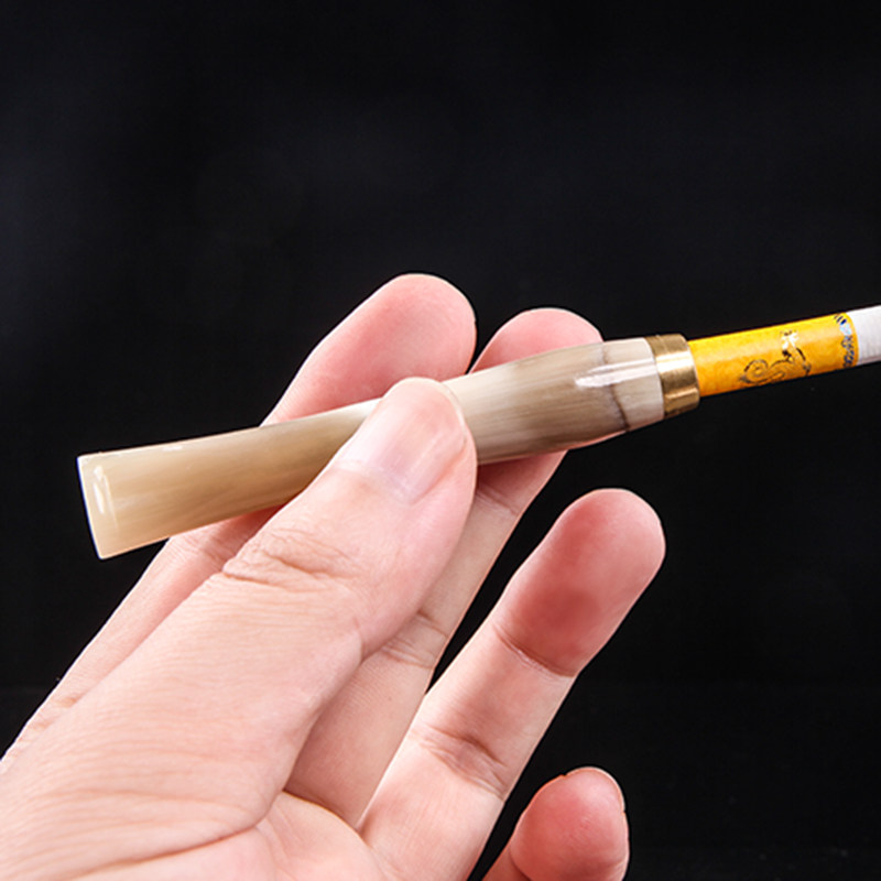 牛角烟嘴天然男女女士细烟两用过滤牦牛过滤器烟嘴