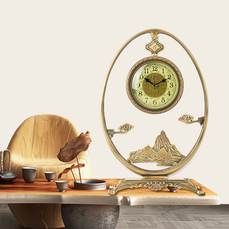 钟表新品座钟静音摆件风水台钟黄铜中式新中式座钟