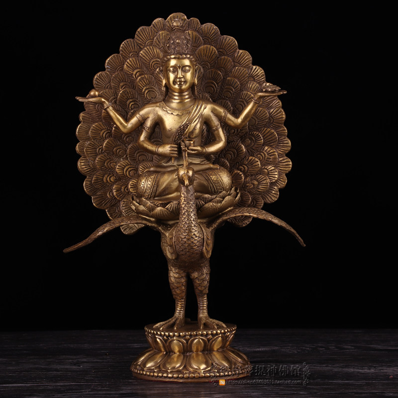 佛母孔雀明王19寸金刚祥狮纯铜佛像摆件新品摆件