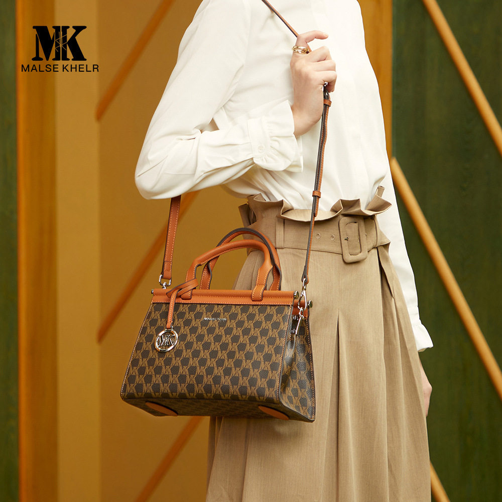 mk通勤品牌轻奢女包真皮包真皮手提凯莉斜挎包通用款女包