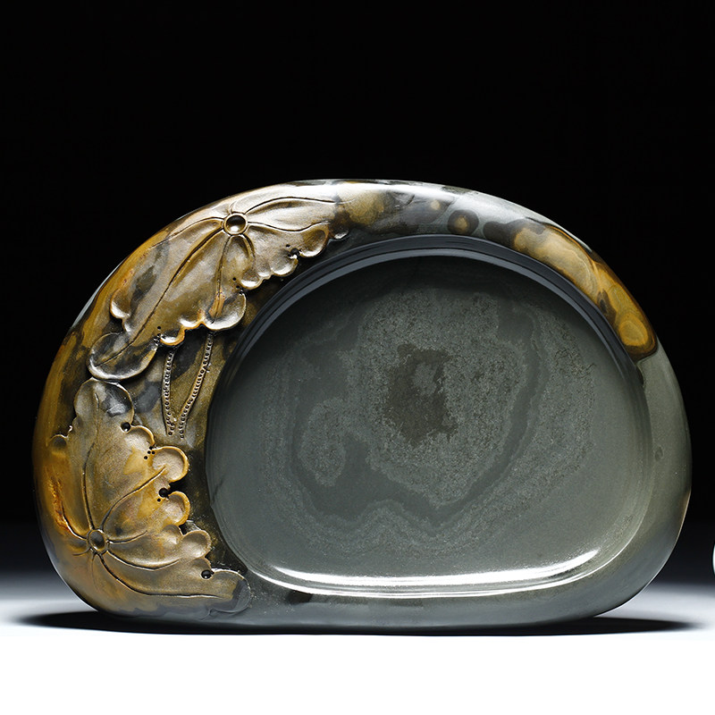 非遗安徽歙砚天然原石荷花砚台书法专用精品砚台