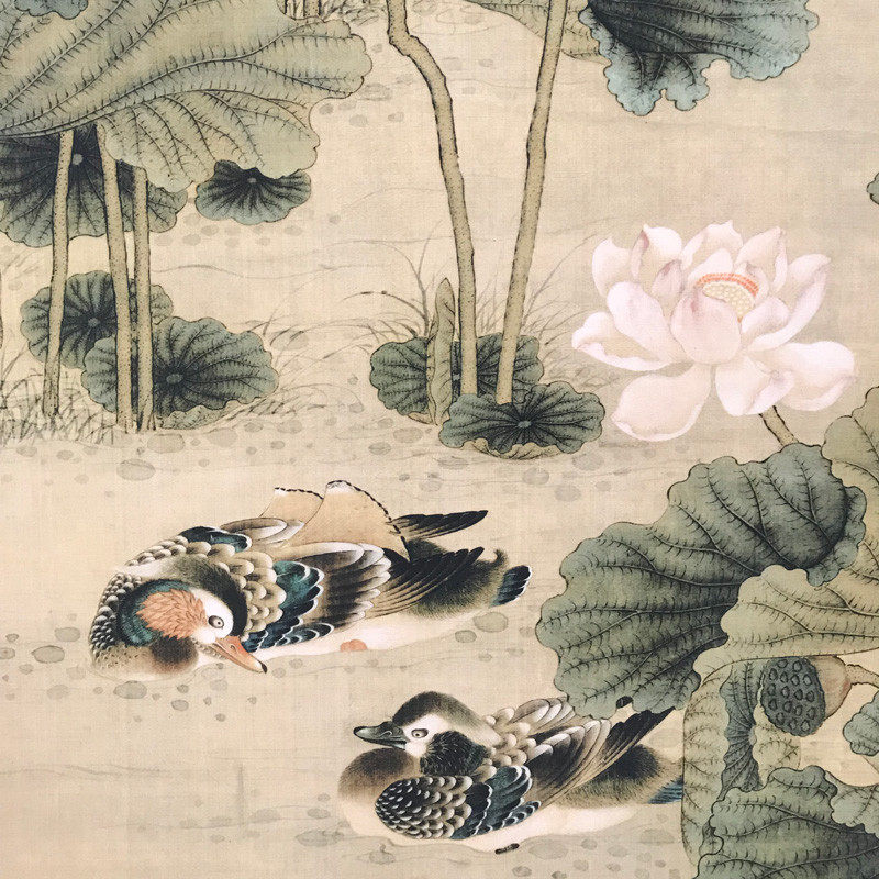 字画仿古名家陈洪荷花鸳鸯工笔花鸟国画收藏国画