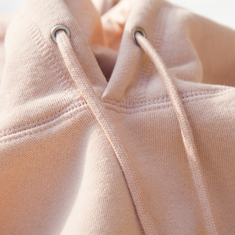 K先生秋季非饱和冷色调粉色脏粉色连帽卫衣情侣纯色宽松套头上衣