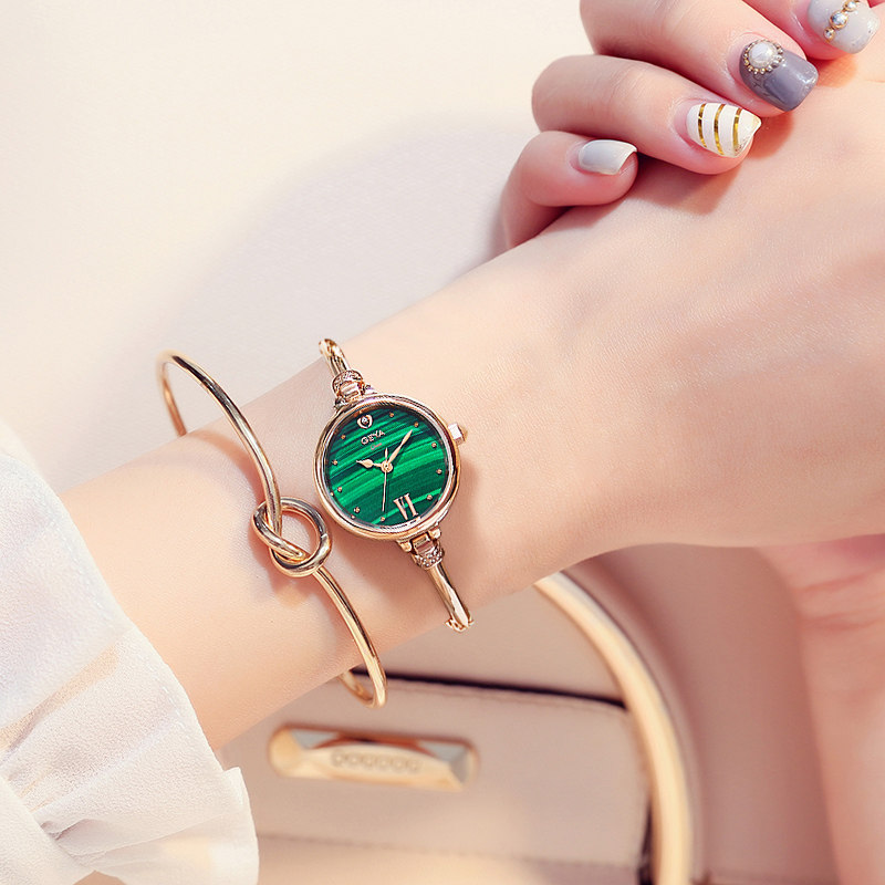 geya格雅手表女小绿表正品名牌手链链式女款国产腕表