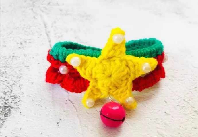 手工毛线钩织动物脖圈颈圈项圈金毛柯基泰迪毛线