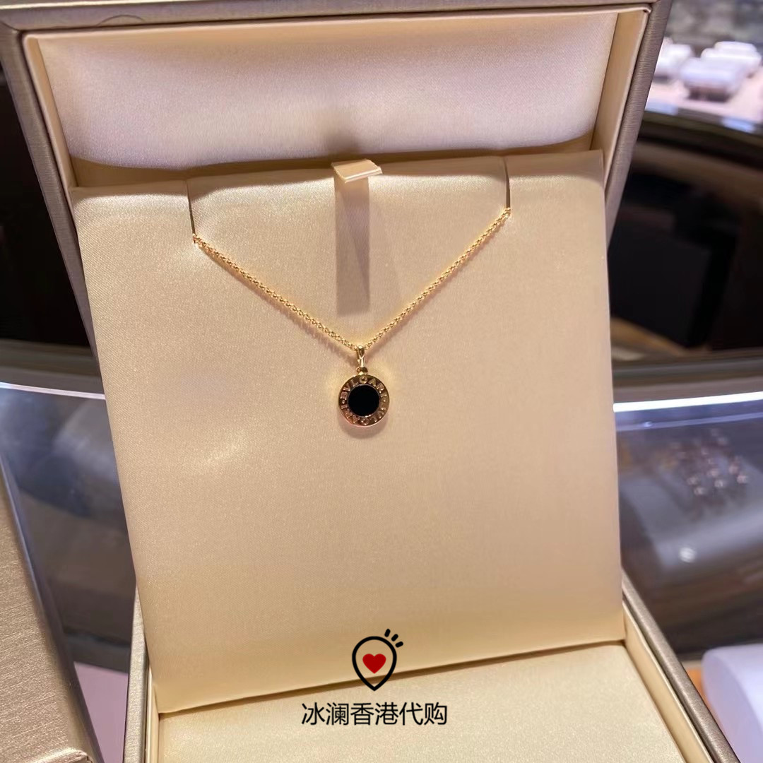 冰澜香港代购bvlgari宝格丽玛瑙圆饼项链18k黄金项链