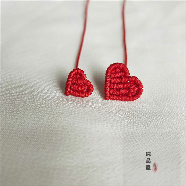 手工编织四叶草桃心红绳耳线女本命年小人养耳洞长款耳线