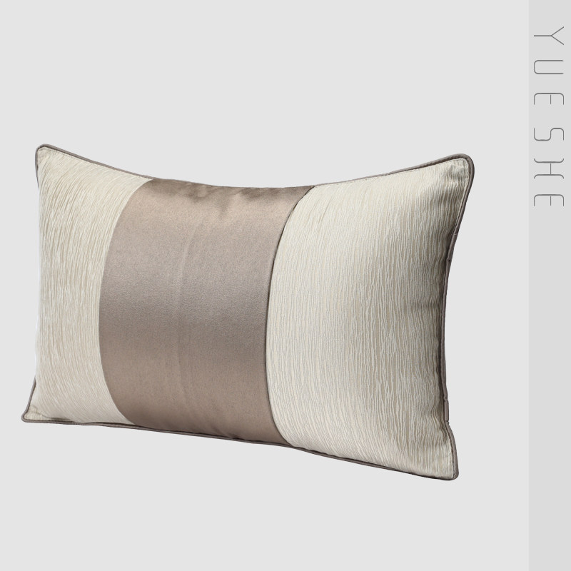 玥舍靠垫肌理拼接中心米咖色抱枕家居包靠垫港式靠垫