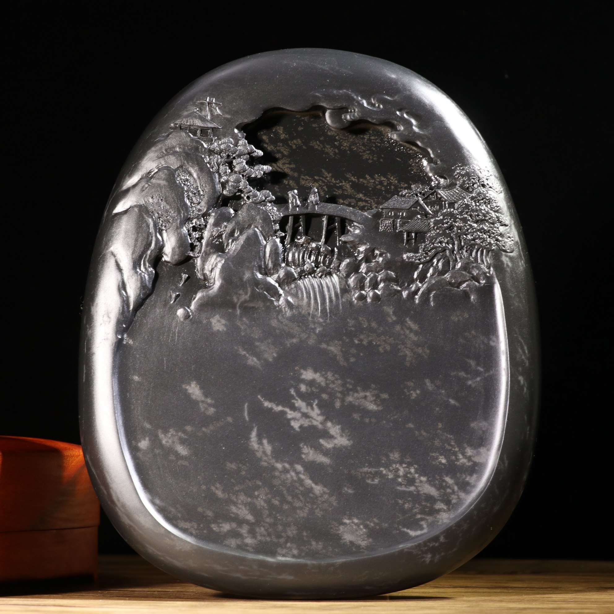 精雕细琢手工雕刻匠心设计山水砚台书法书画文房四宝文房四宝