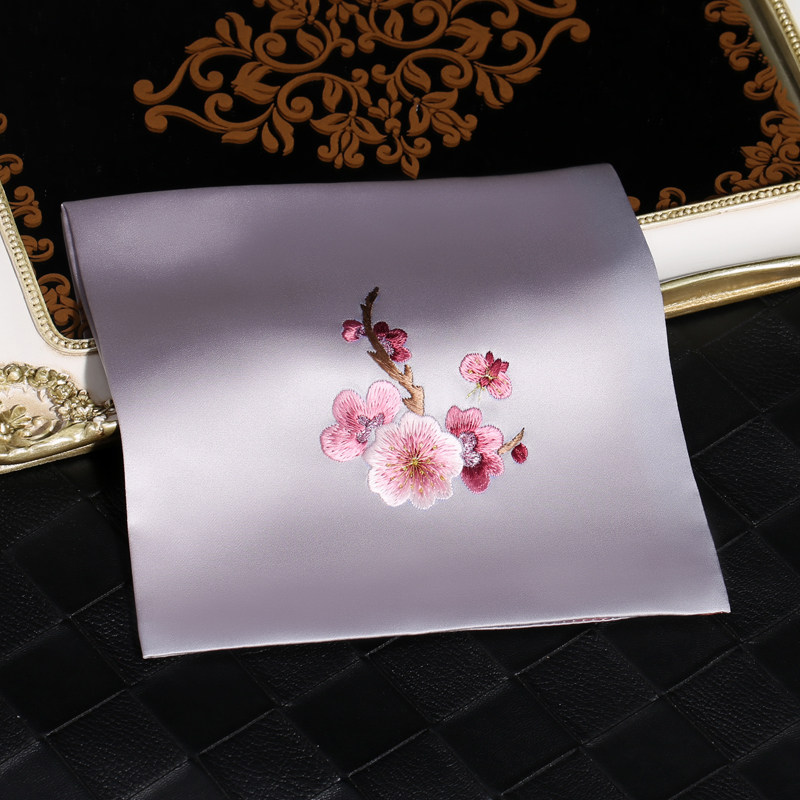 真丝苏绣手绢女士桑蚕蚕丝手工刺绣梅花手巾手帕