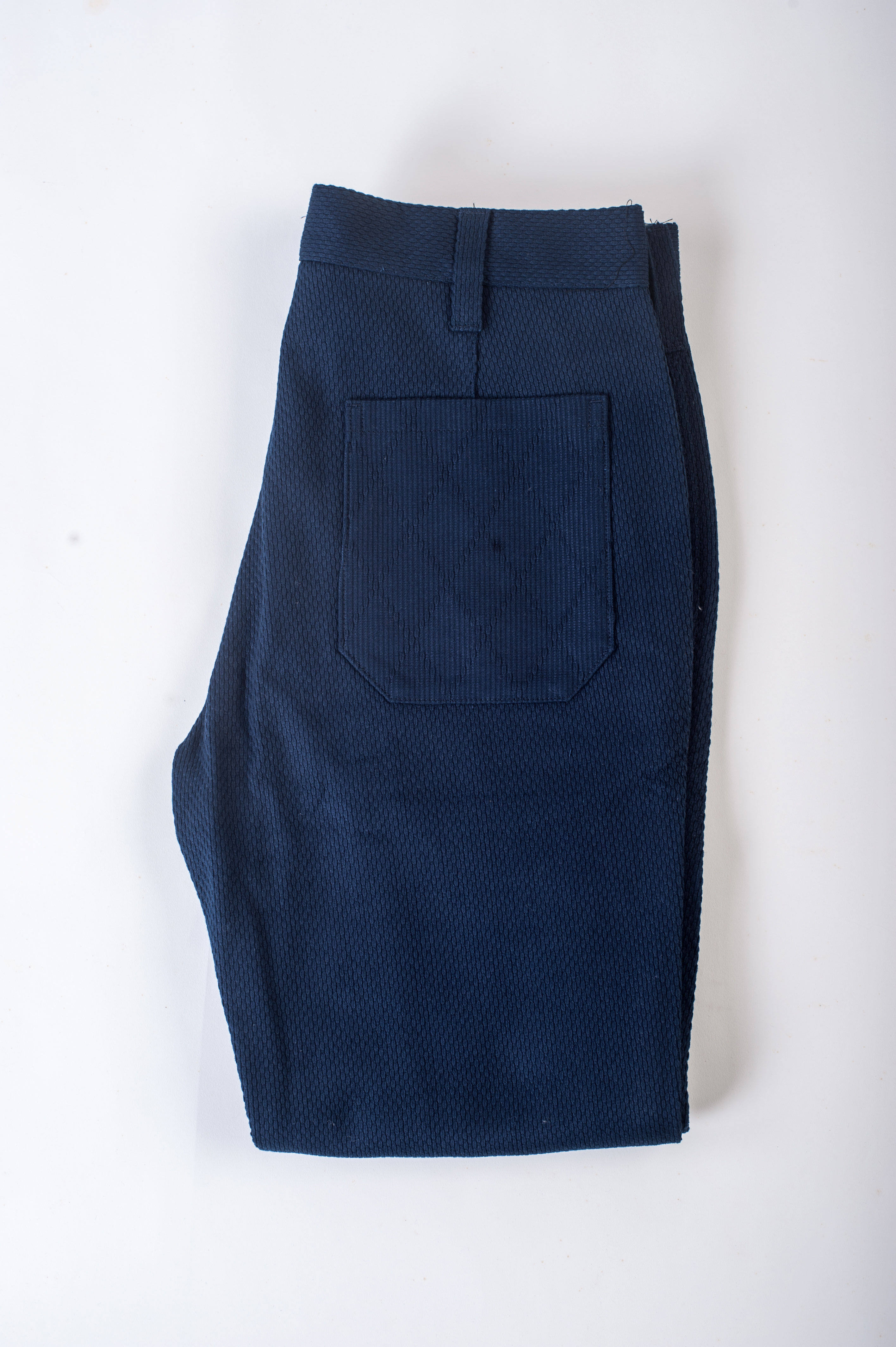 indigo蓝染日本面料重磅剑道长裤休闲裤