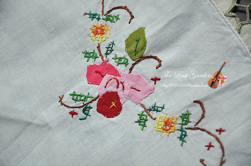 玫瑰园瑕疵清仓外单纯棉手工十字补花餐垫盘垫桌桌布