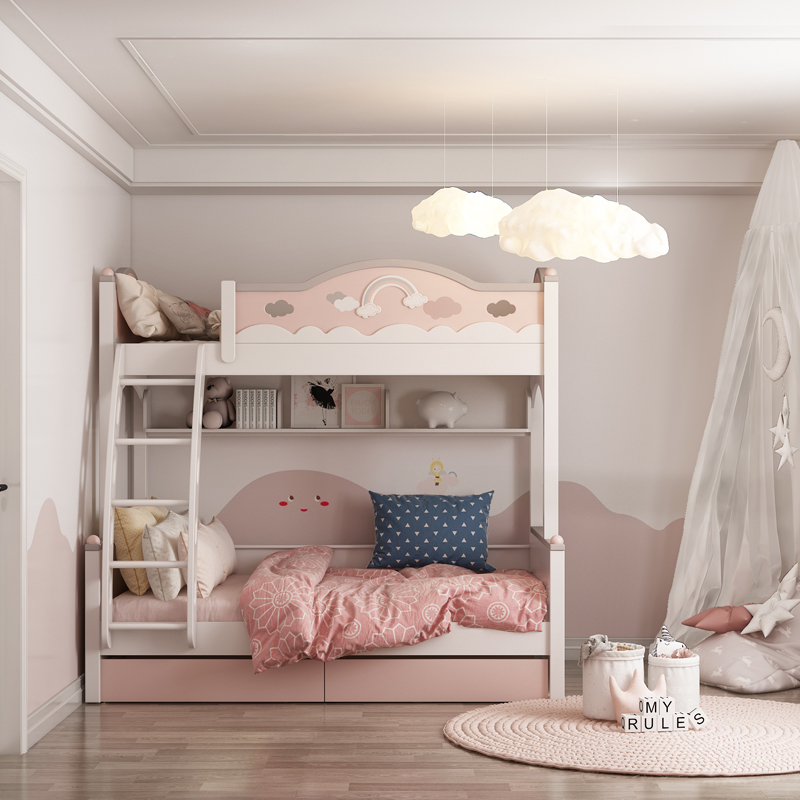 掌上明珠公主双层135米儿童卧室高低床上上下上下床高低
