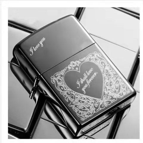 打火机zippo白冰镜面磨砂黑冰之宝煤油防风礼物zippo