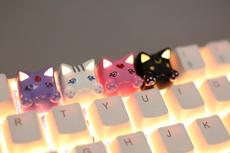 pg外设喵星人小猫透光机械键盘个性键帽树脂键帽