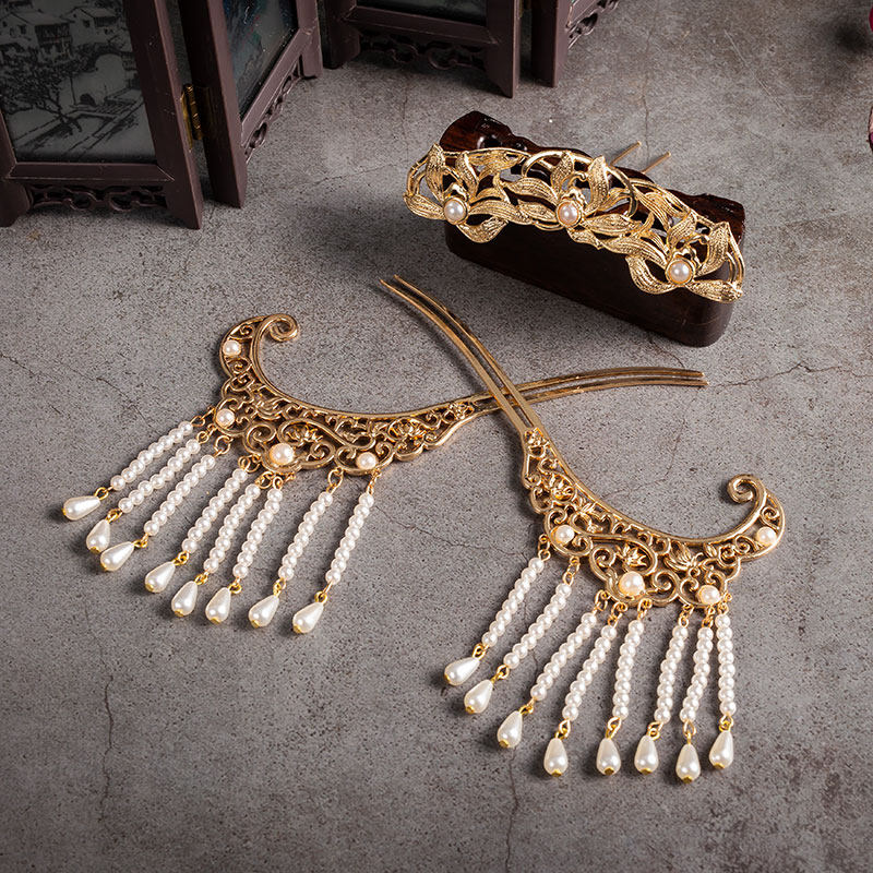 汉服发饰配饰流苏对夹步摇古装头饰全套超仙边夹古风发卡复古饰品