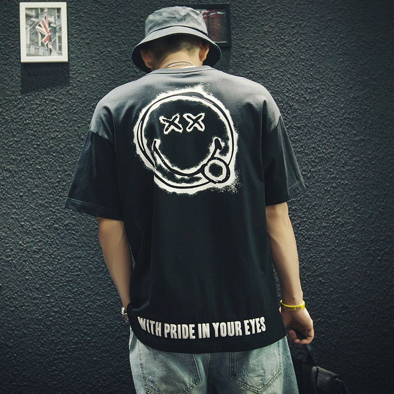 夏季纯棉短袖t恤男宽松潮牌ins大码半袖胖子潮流男装上衣体恤潮