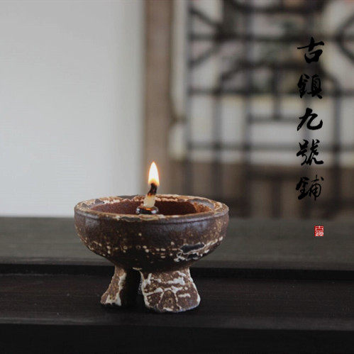 油灯中式香油古代蜡烛烛台老式做旧铁锈灯盏烛台