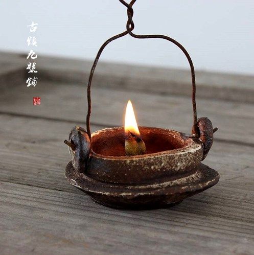 油灯茶道烛台灯盏陶瓷佛系酥油复古做旧古典烛台