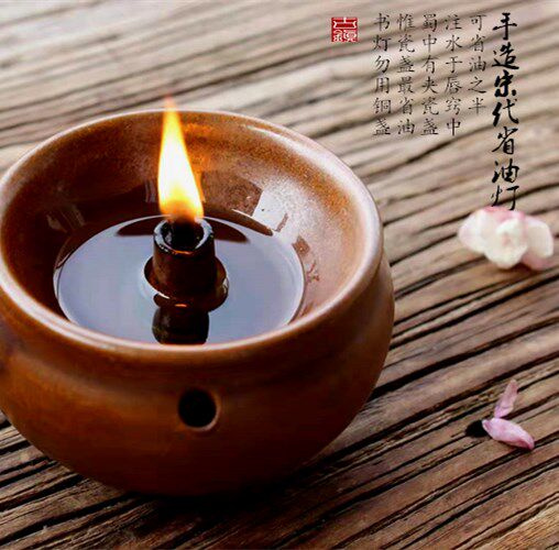 油灯手工陶瓷省灯盏夹层注水复古老式酥油煤油酥油灯