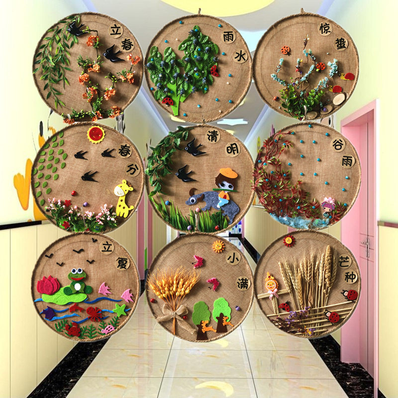 幼儿园教室环境布置环创材料传统文化二十四节气墙面壁饰空中吊饰