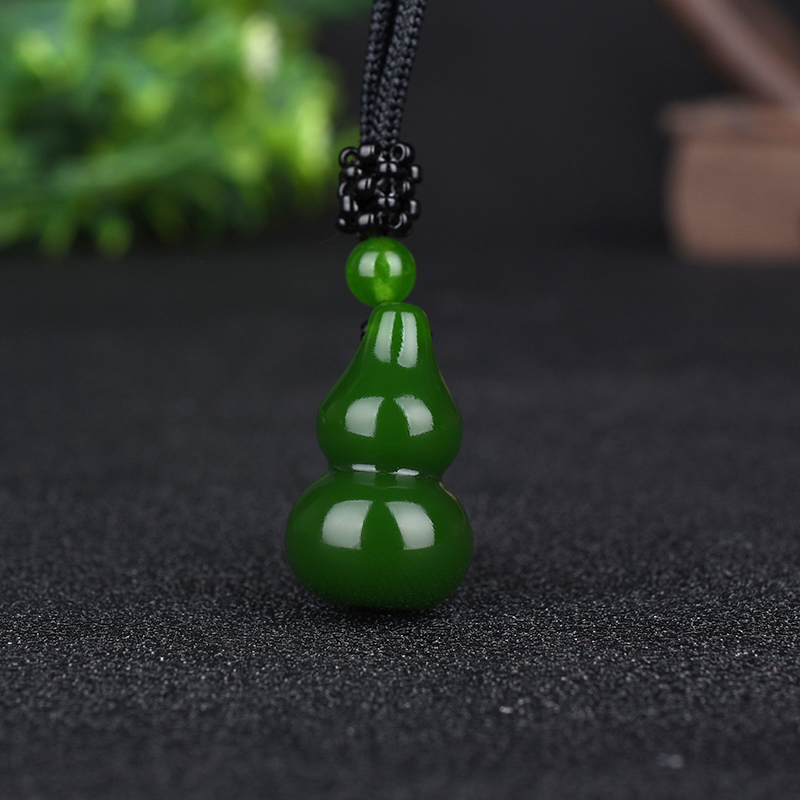 葫芦新疆和田碧玉吊坠天然菠菜绿玉挂件玉石颈饰