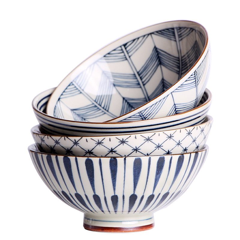 日本美浓烧家庭米饭碗喝粥碗瓷碗日式饭碗汤碗个性青花简约面碗餐