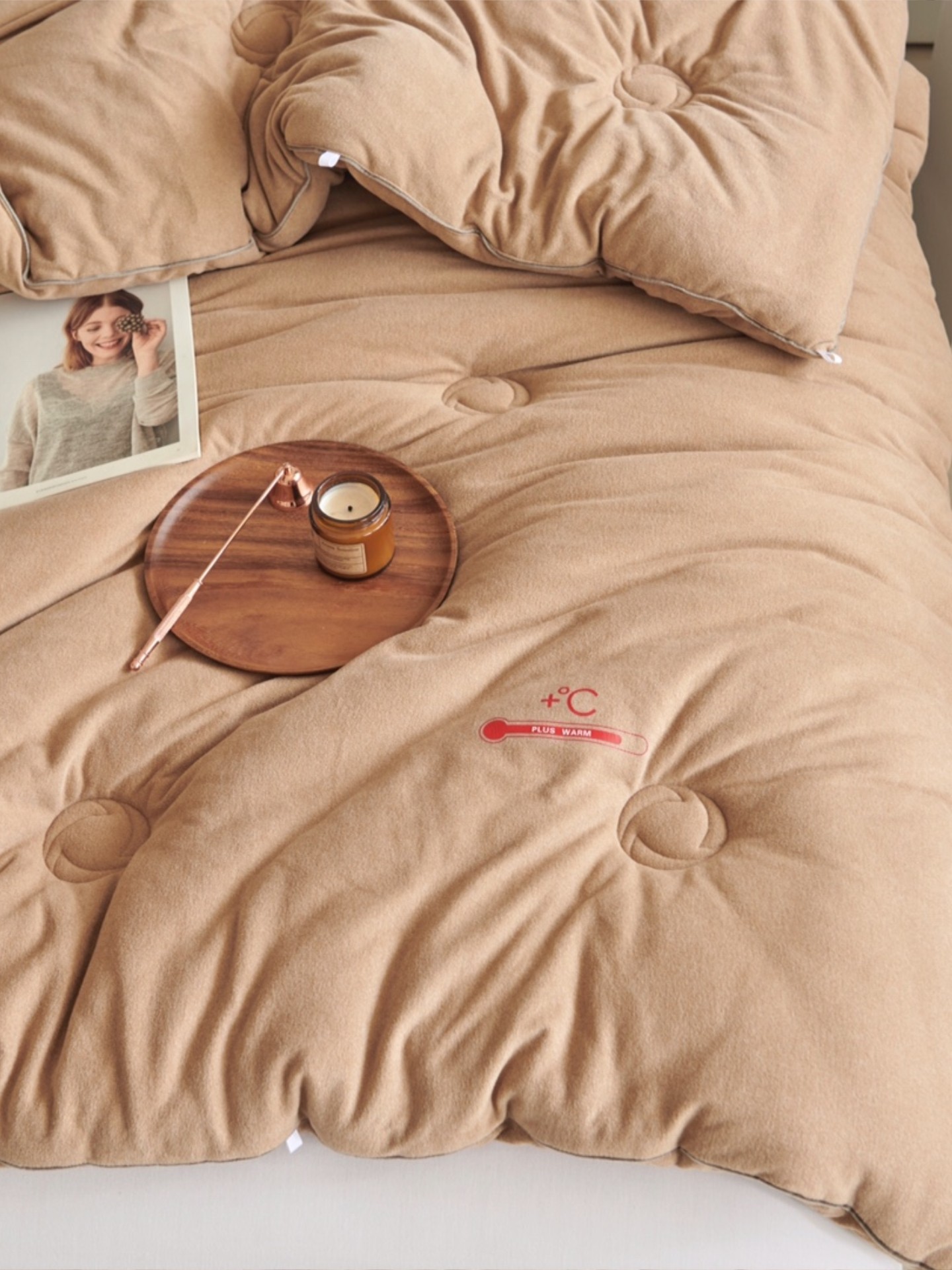 德绒温暖冬季加厚被芯小紫温暖立体包边速暖冬季厚被芯双人被