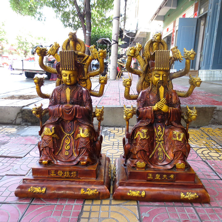 王母精工纯铜玉帝一套九龙龙椅摆件老天爷玉皇大帝摆件