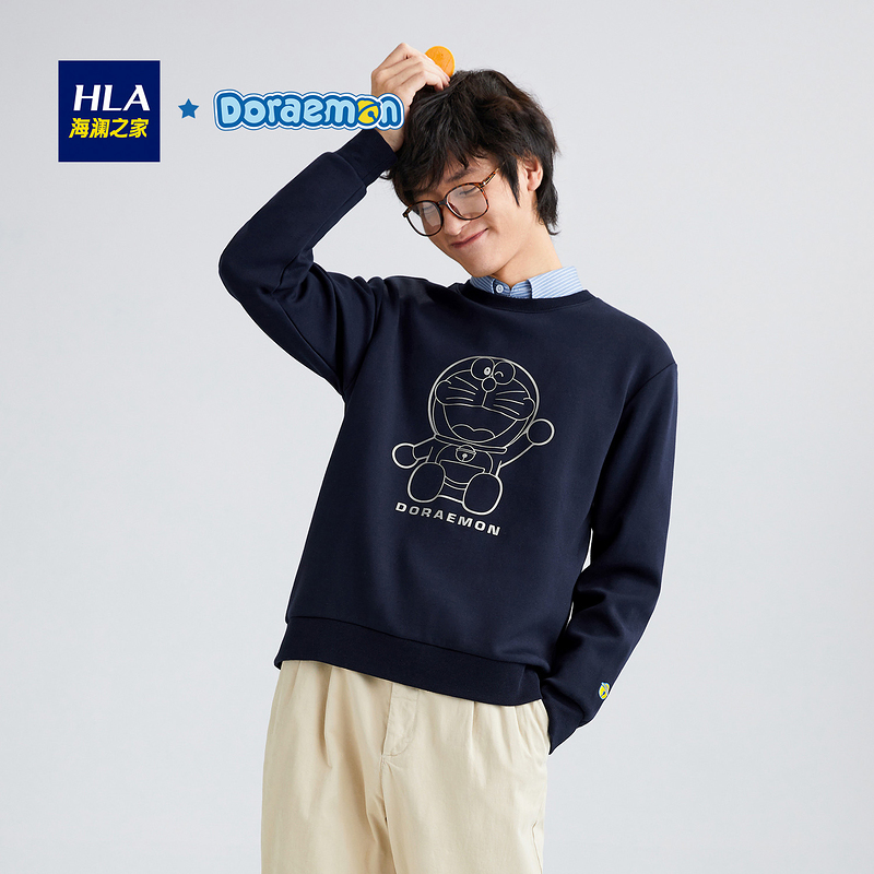 HLA/海澜之家哆啦A梦系列时尚图案卫衣男休闲简约印花童趣上衣男