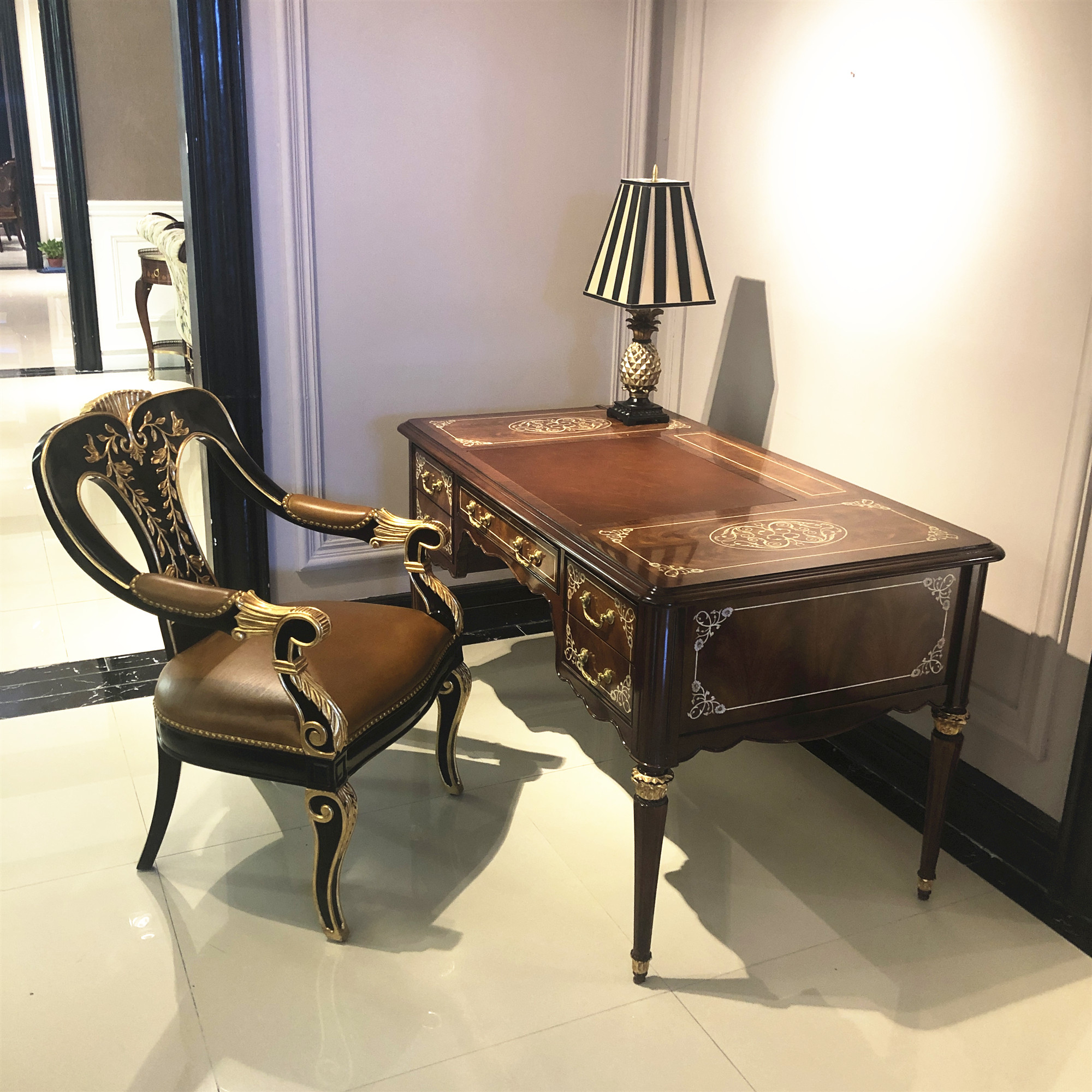 英式戴维斯亚历山大书桌电脑桌欧式办公桌写字现货包邮书桌