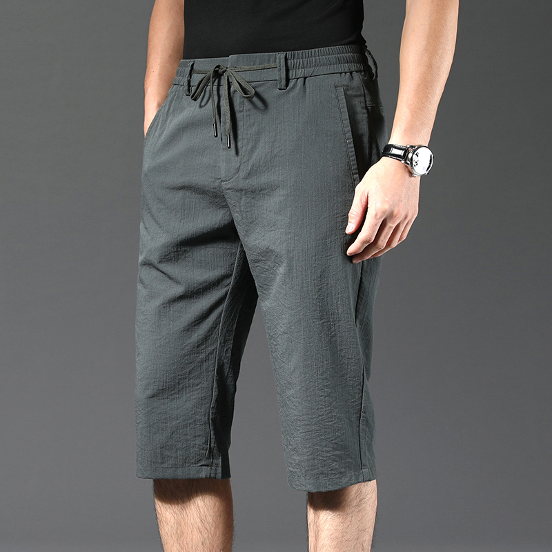 2022冰丝夏季超薄休闲裤七分裤男短裤宽松直筒松紧腰男裤子运动裤