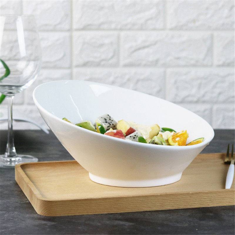 必胜客焗饭碗纯白瓷碗意面碗水果沙拉碗斜口碗酒店饭店陶瓷餐具