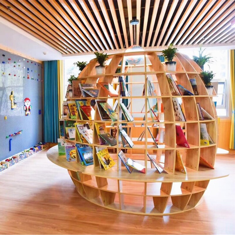 书柜创意星球书架图书馆幼儿园圆形阅读区大厅书桌书架