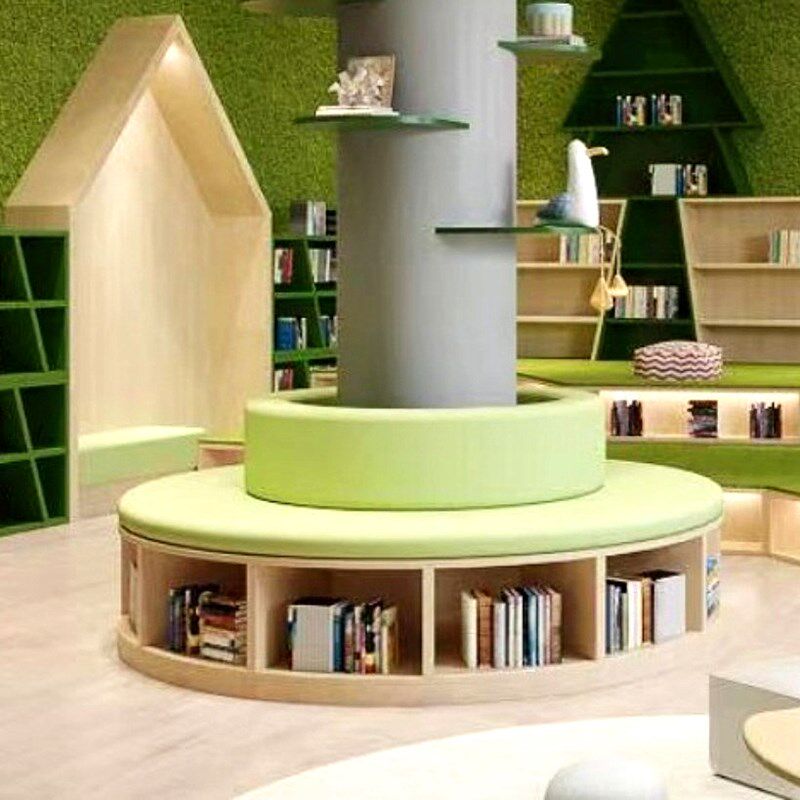 柱子书柜学校幼儿园图书馆阅览室书架方柱子圆柱圆柱形书架