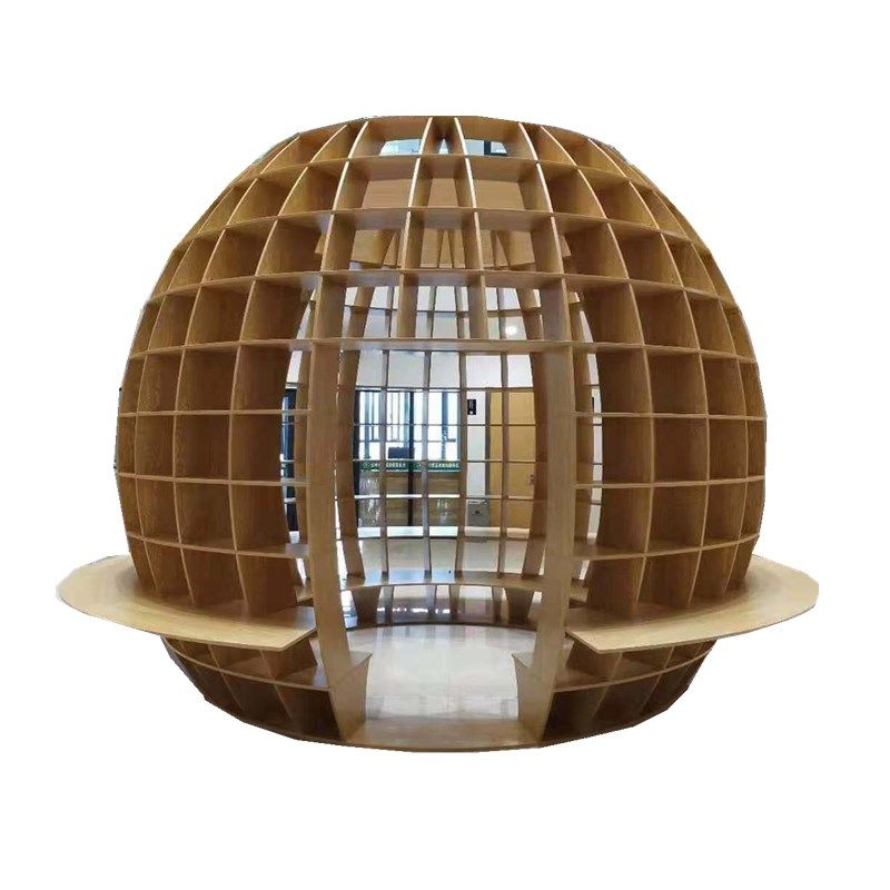 落地小学阅览室球形书架校图书馆多层书柜办公楼大厅书架