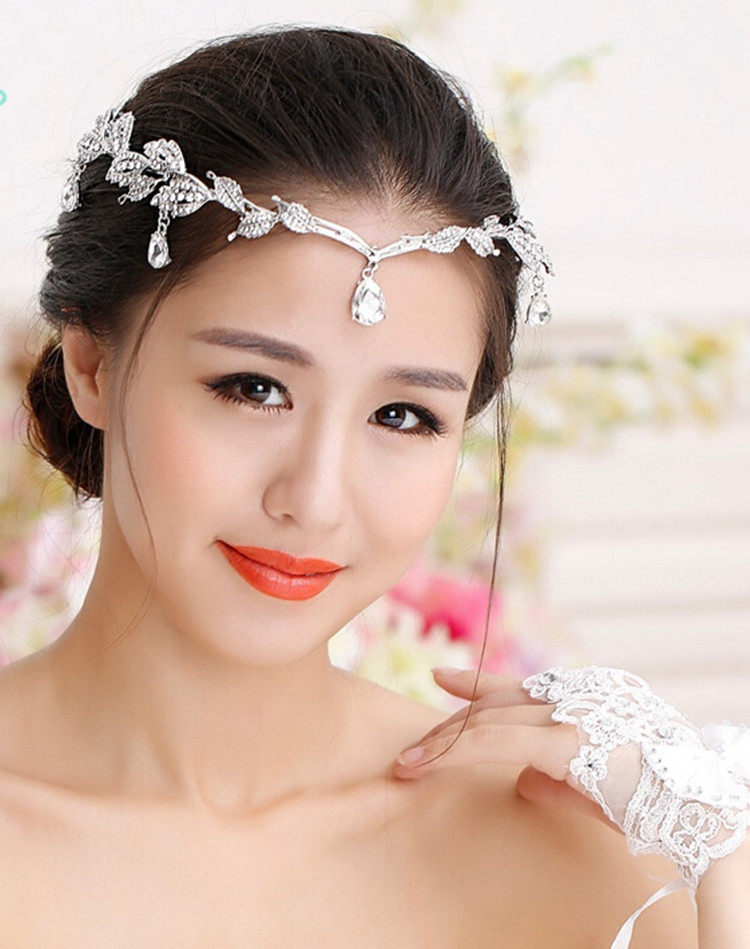 韩式额前头饰头链公主链额发卡额头眉心水晶发饰