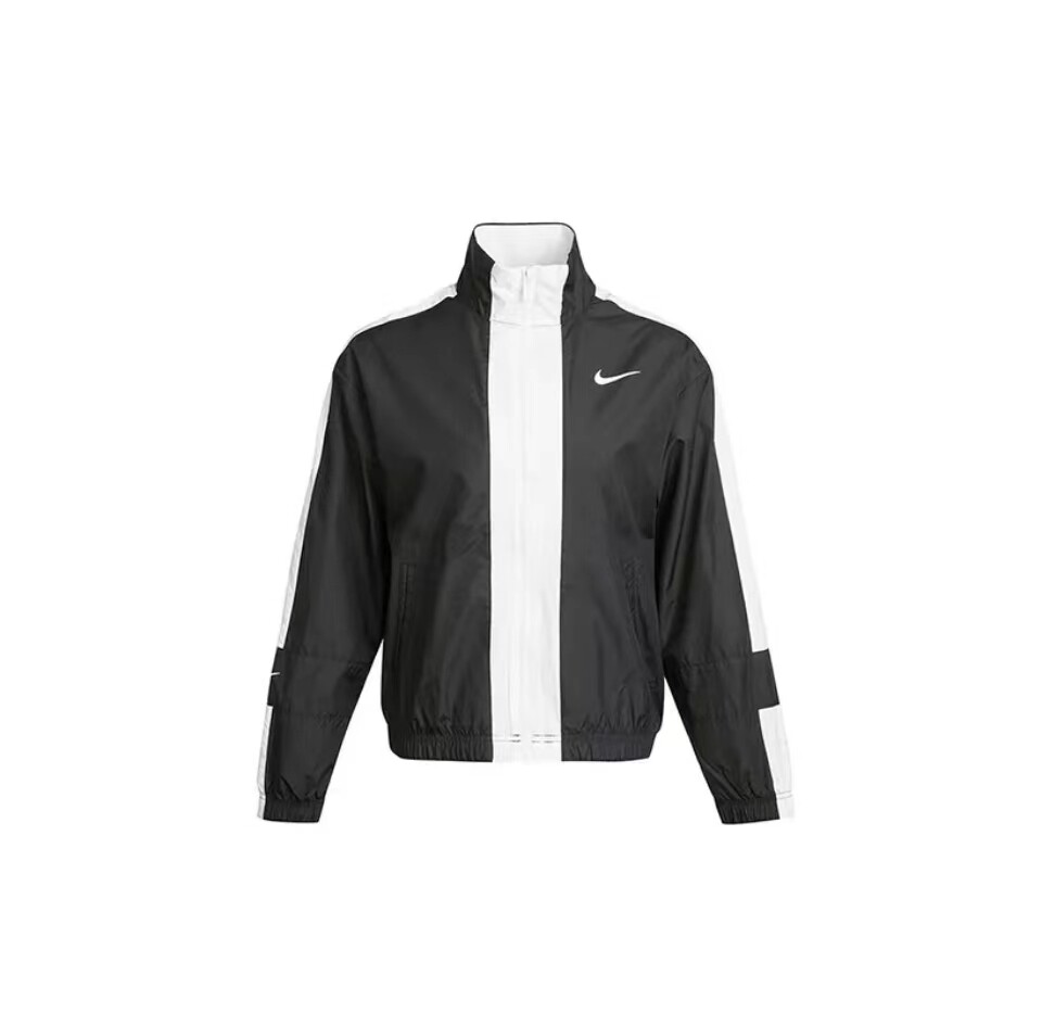 nike耐克外套女子后背印花logo短款拼接休闲运动茄克