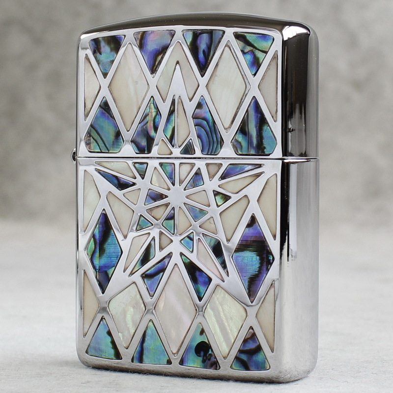 正品zippo防风打火机盔甲定制双面镶嵌天然贝壳zippo