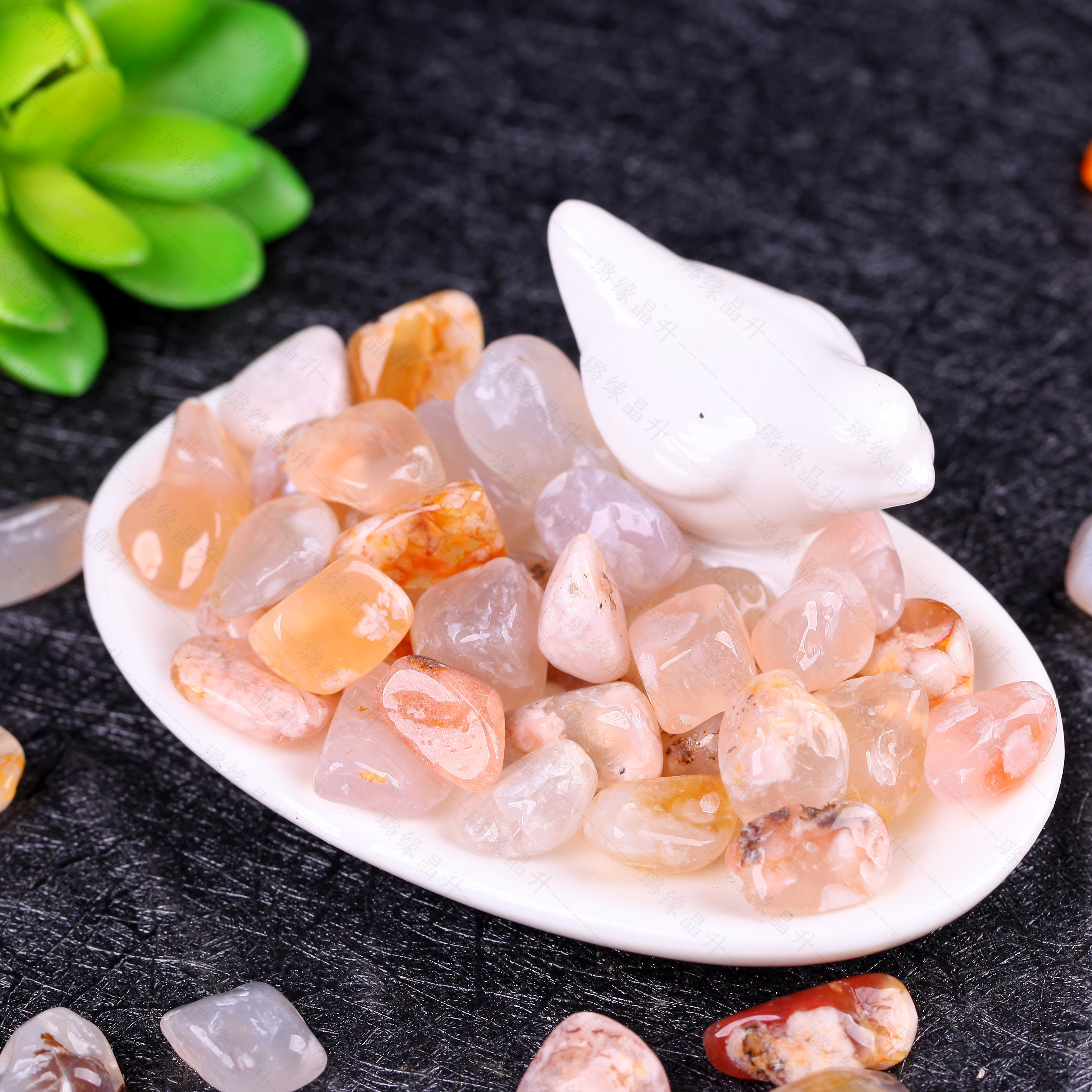 天然樱花玛瑙碎石颗粒原石消磁磁石房屋装修鱼缸摆件