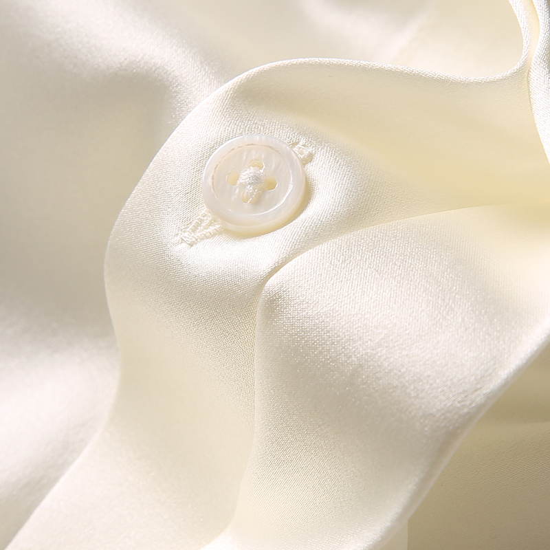 轻奢高端 92%真丝 桑蚕丝 光泽飘逸 暗扣商务休闲长袖衬衫男衬衣