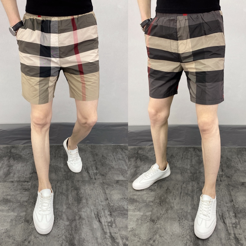 男士格子短裤夏季新款休闲沙滩裤学生韩版修身五分裤青年透气短裤