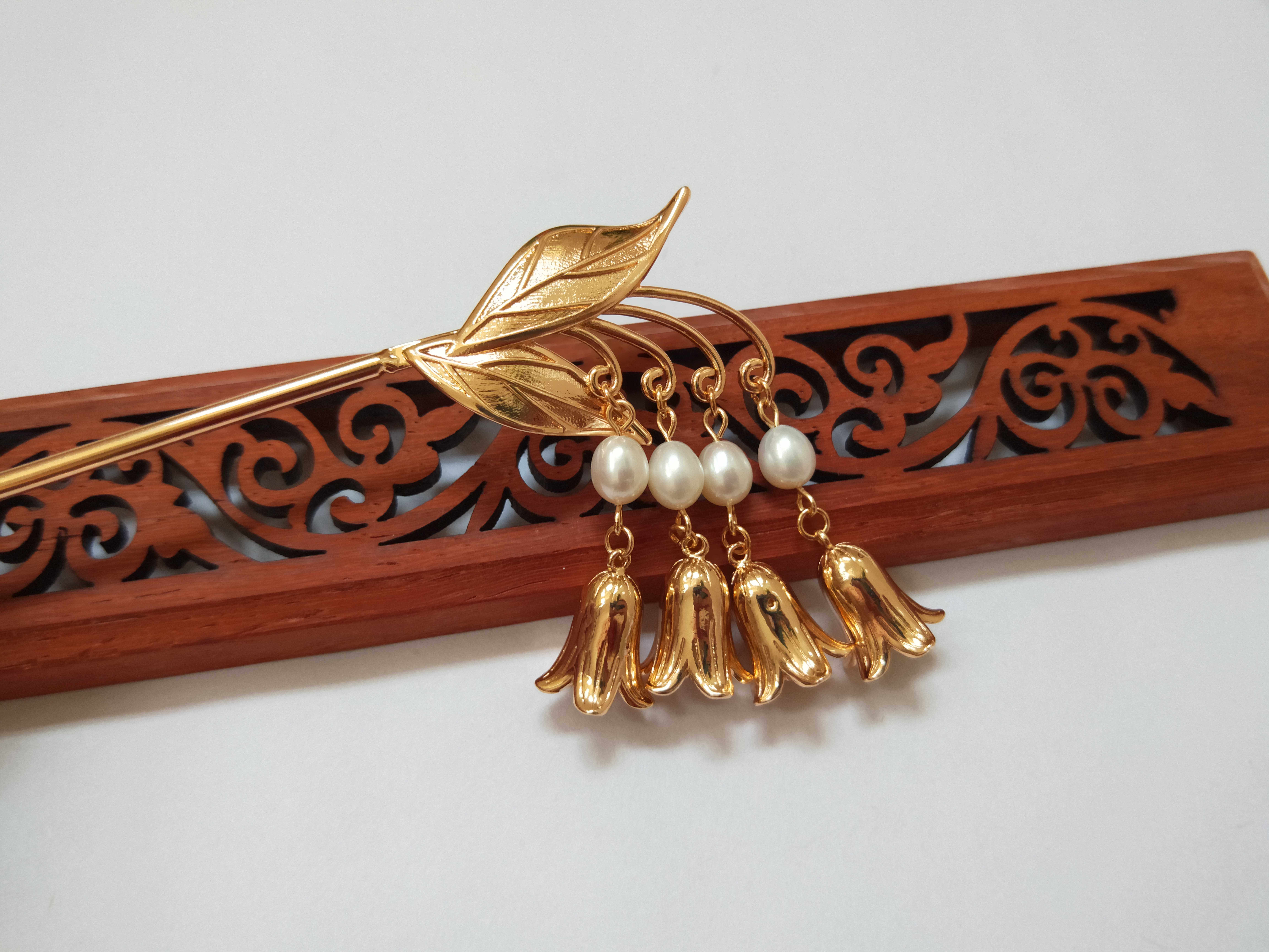 发簪汉服发饰宋制铃兰日常盘发大明少女珍珠发饰