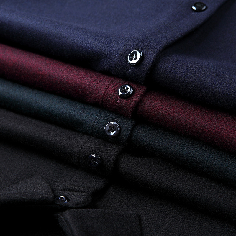 冬季加厚保暖牦牛绒羊毛长袖衬衫男士商务休闲大码翻领修身衬衣潮