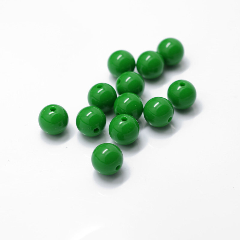环保绿玉色塑料散珠 亚克力深绿色圆珠子 diy饰品配件 厂家直销