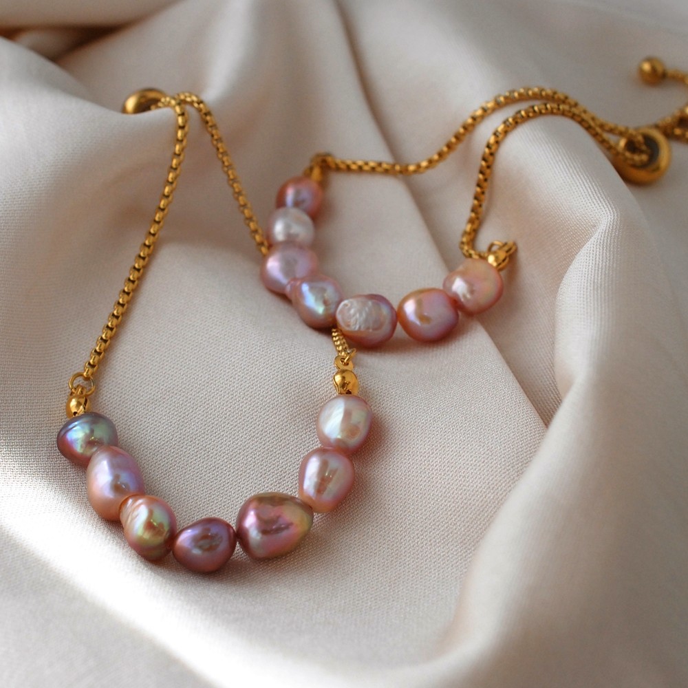 法式高亮天然异型巴洛克珍珠手链女抽拉气质复古手链