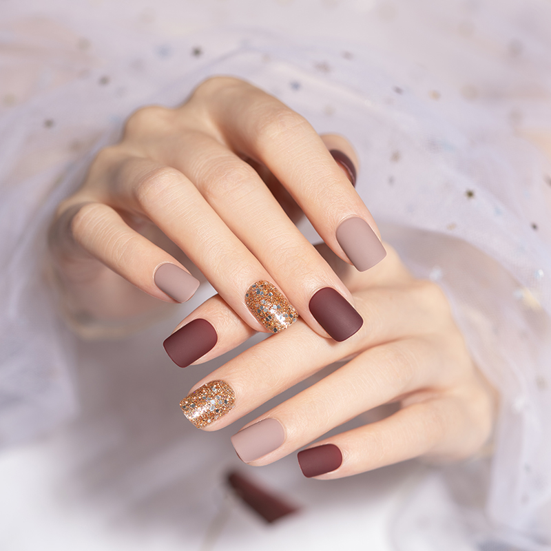 甲片美甲贴片成品网红短款2021新款法式新娘美甲工具