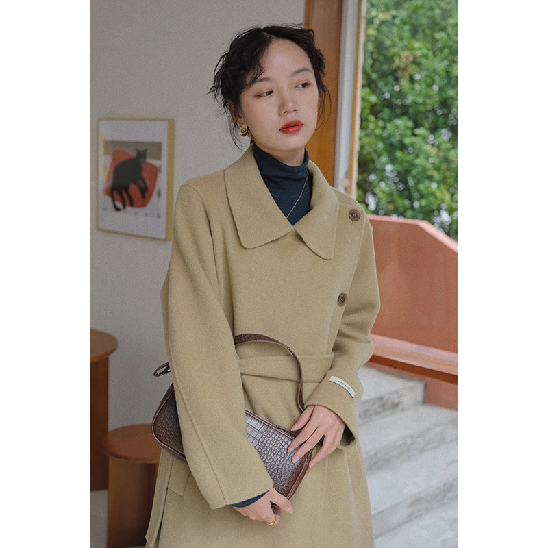 9包邮,网上折扣 女装 sense 双面羊绒大衣女冬季2019新款复古收腰气质