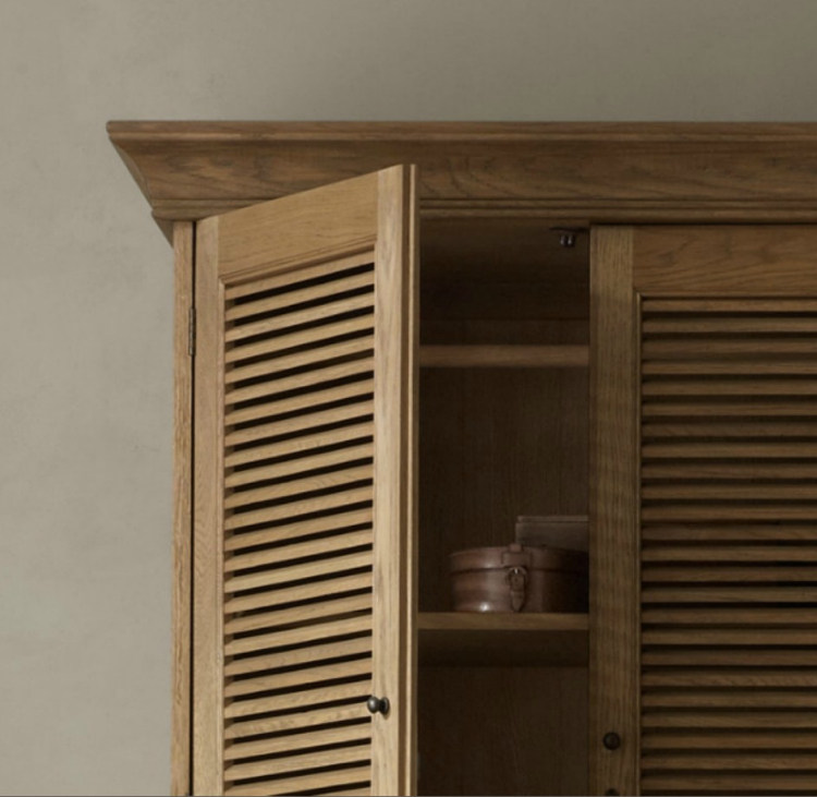 美国rh原单英式古典实木家具百叶衣柜定制别墅衣柜